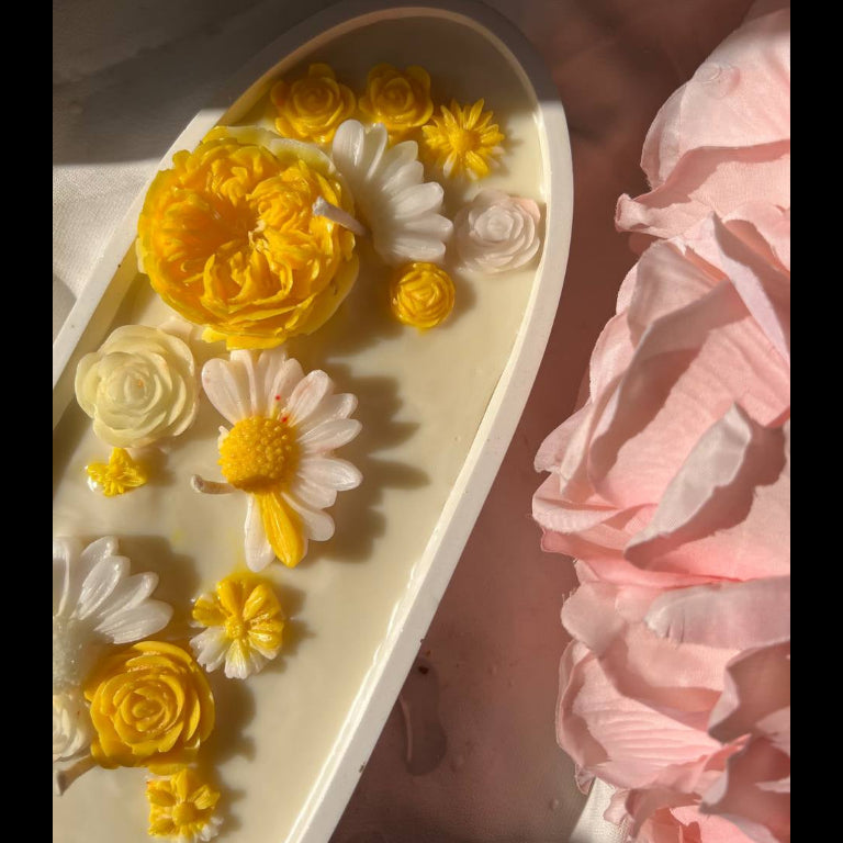 Yellow Roses concrete jar