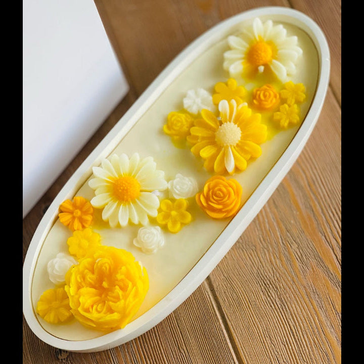 Yellow Roses concrete jar